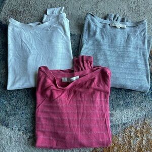 Lot of 3 Loft thin summer sweaters. Full sleeves. Gray worn once.